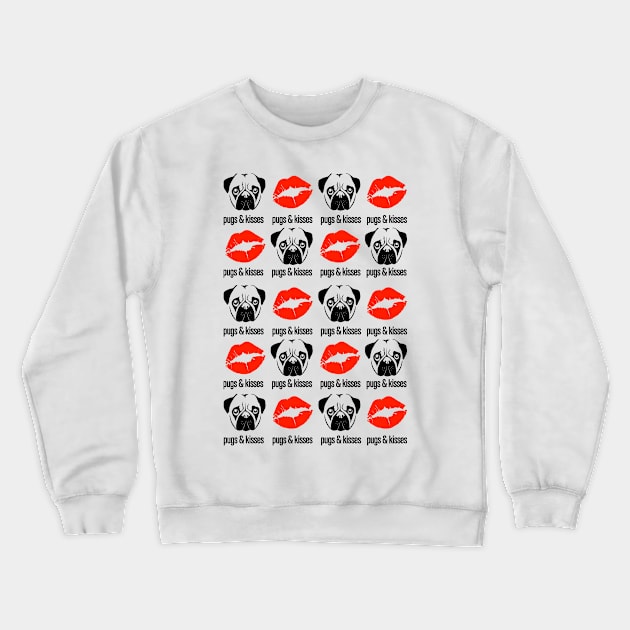 Pugs & Kisses Crewneck Sweatshirt by SuperSamWallace